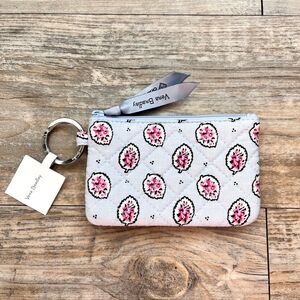 Vera Bradley Magnifique Leaf Quilted Zip ID Case NWT Blue Coin Purse Wallet